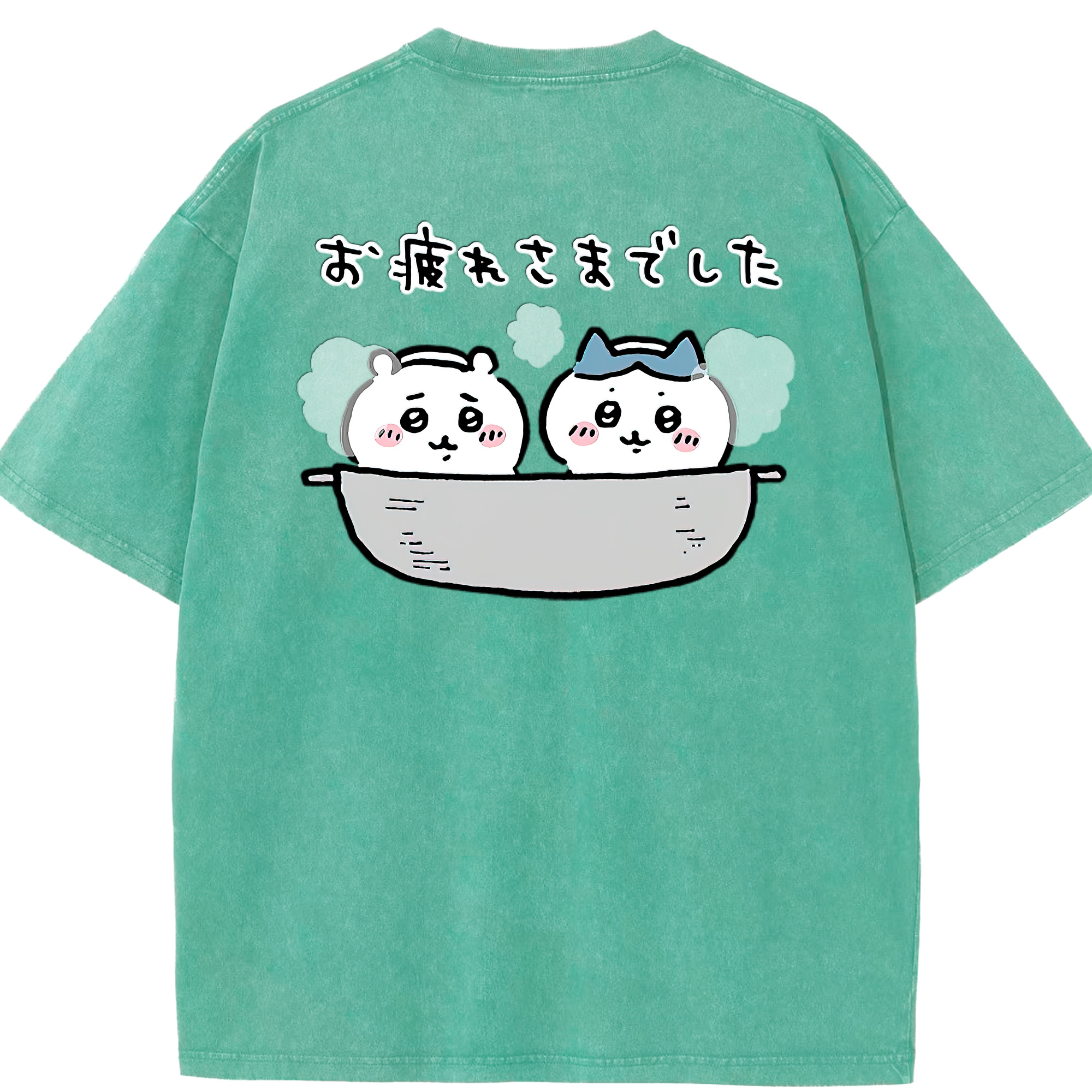 （画像用） ちいかわ ハチワレ Chii-kawa hachiware 綿100% ヴィンテージ風 半袖Tシャツ（背面プリント）